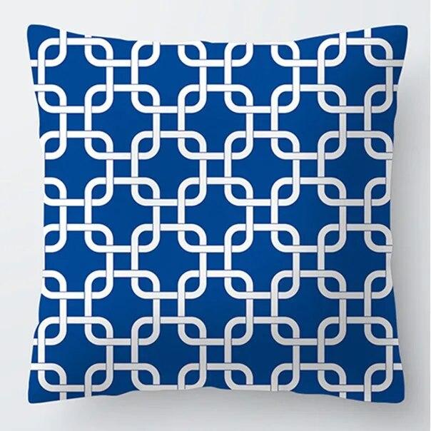 Blue Geometric Pillowcase Sea Life Sofa Cushion Cover Living Room Bedroom Pillow