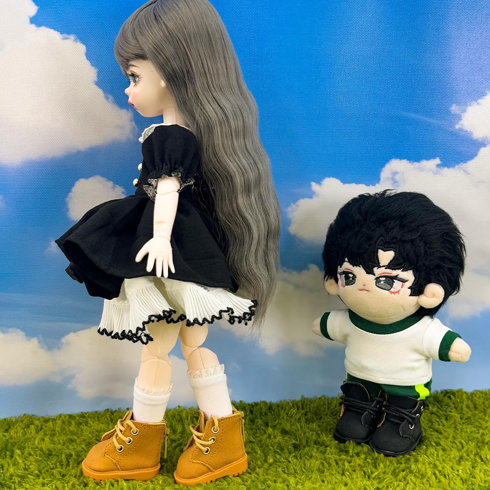 Niannyyhouse 15 см Плюшевая кукла, Высокие ботинки, для 16 BJD, Аксессуар для наряда куклы, Набор из 2 пар (Белый + Бежевый)