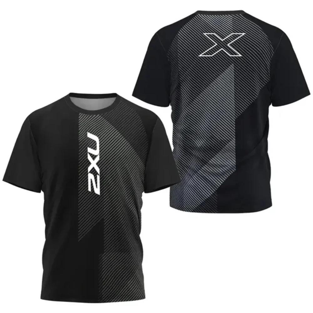 Мужская спортивная футболка 2XU с быстрым высыханием для активного отдыха и фитнеса, мужская дышащая футболка с коротким рукавом для тенниса, легкий свободный топ для бега