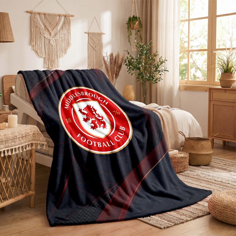 Middlesbrough Theme Fleece Blanket Cozy Soft Plush Blanket For Bedroom Couch Travel