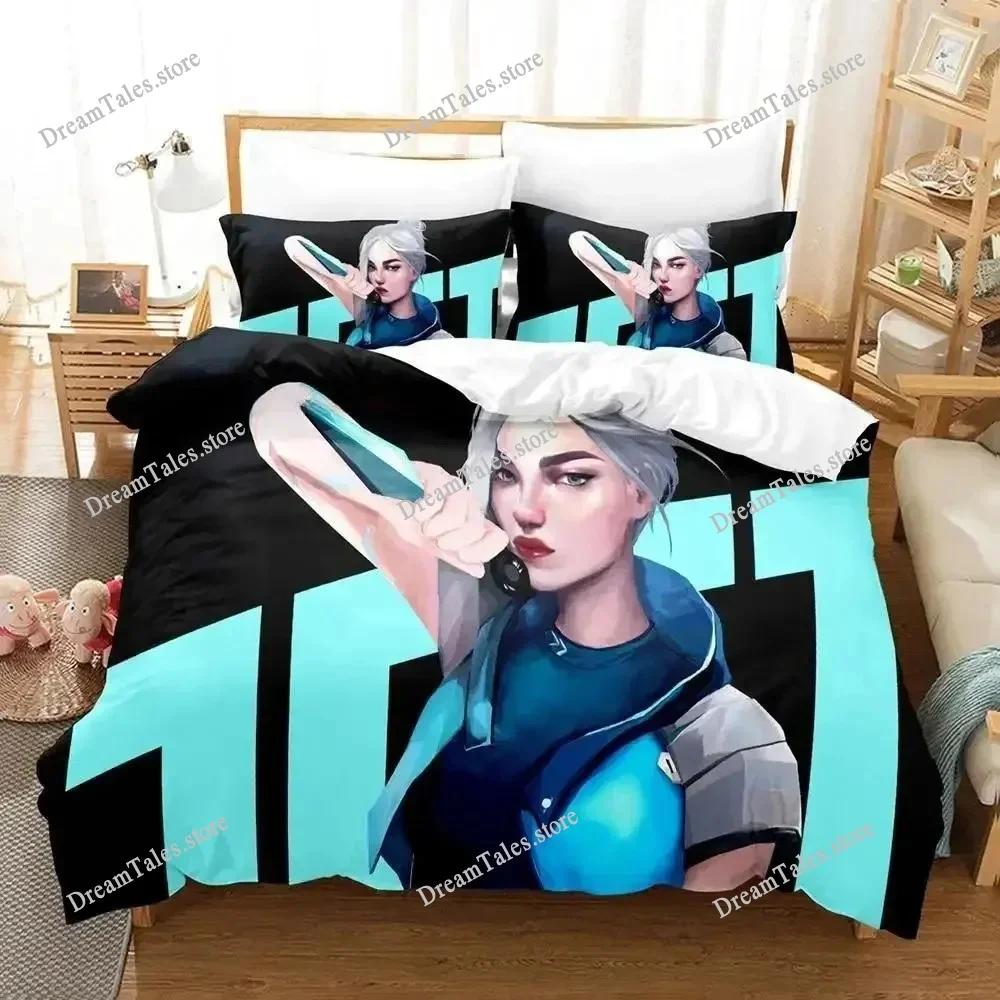 Jett Valorant Bedding Set Single Twin Full Queen King Size Bed Set Adult Kid Bedroom Duvet Cover Sets 2D Print Game Bed Sheet741