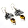 Ювелирные серьги ручной работы с драгоценным камнем цитрин 925 пробы, посеребренные, 1,89 дюйма