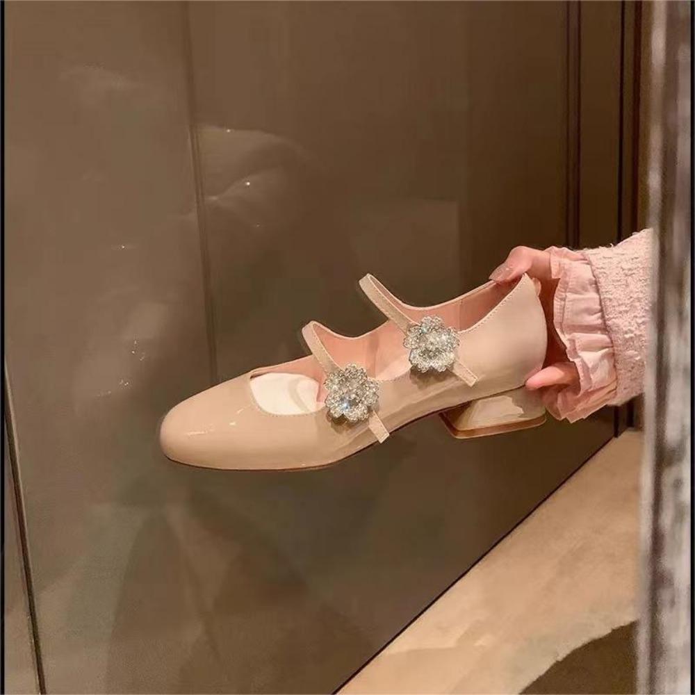 Ретро туфли женские французские квадратные стразы цветы бриллианты женские свадебные туфли невесты на толстом каблуке туфли Мэри Джейн