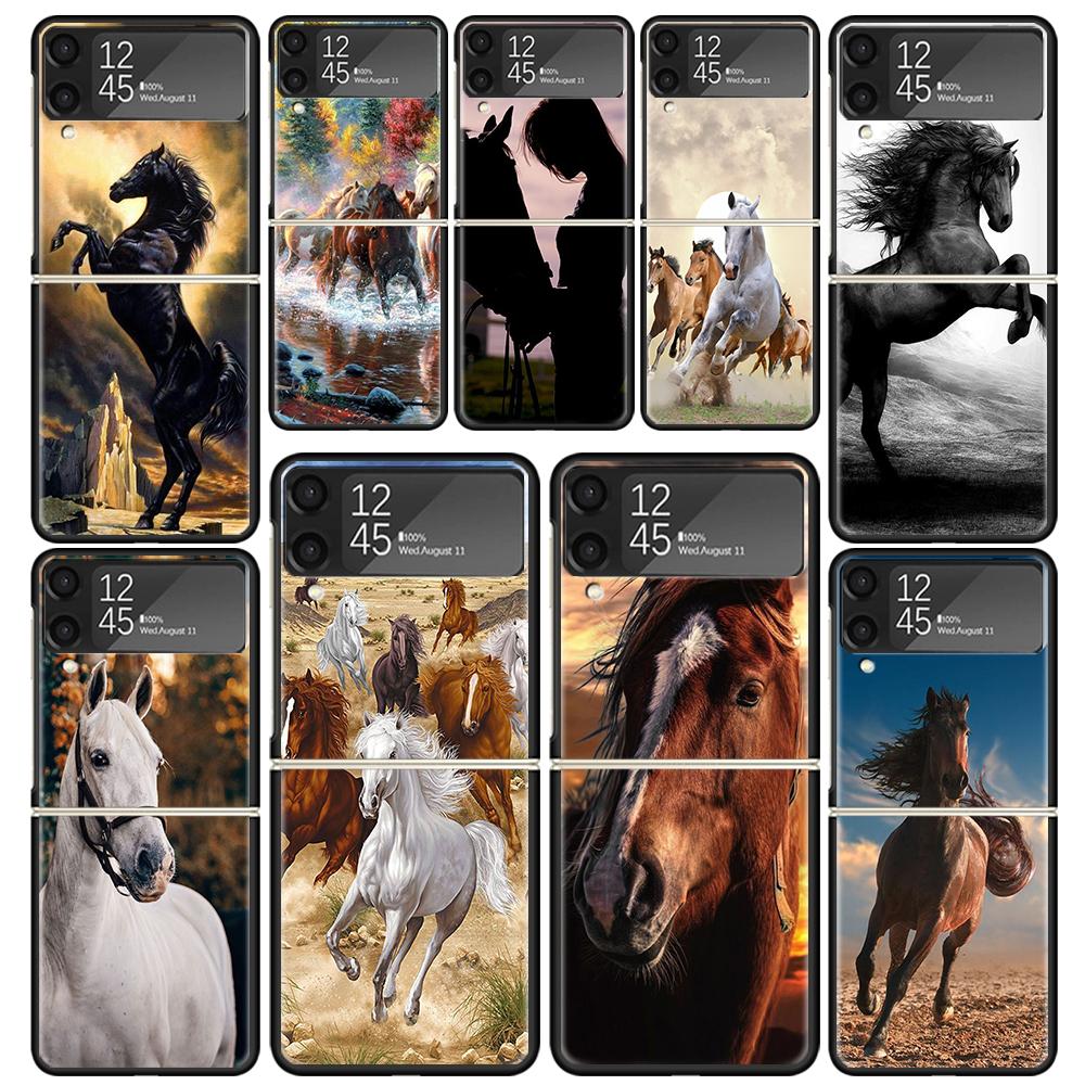 Horse Great Beauty Galloping Clear Phone Case For Samsung Z Flip 7 6 5 4 3 Galaxy ZFlip7 ZFlip6 ZFlip5 ZFlip4 ZFlip3 5G Print Co