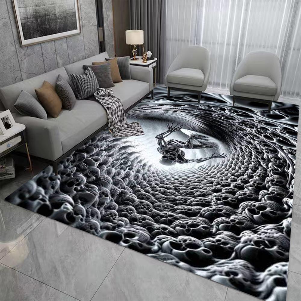 1 шт. Яркий 3D ковер с иллюзией скелета, фланелевый, мягкий, нескользящий, противоусталостный, с красочным клетчатым узором, коврик для пола