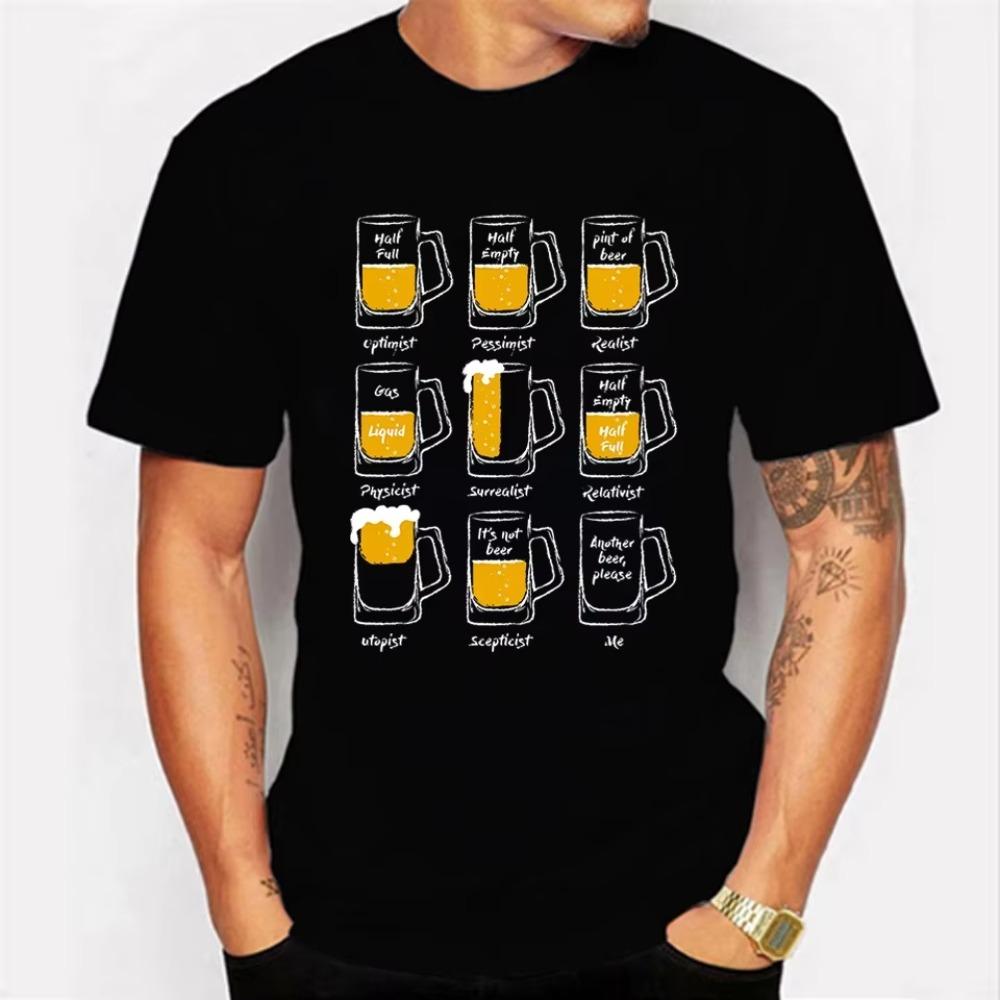 Классическая мужская футболка оверсайз Футболка с принтом Happy Beer Мужская женская футболка оверсайз Футболки с пивной графикой Топы Футболки больших размеров