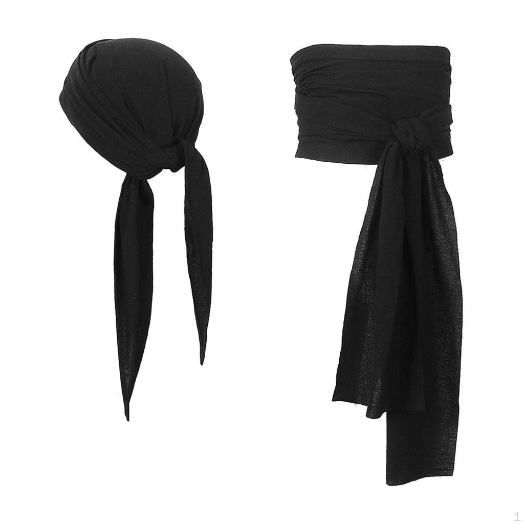 Pirate Head Scarf Hat Accessories Headband Sash Belt for Photo Props