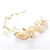 Handmade Bridal Headband Golden Leaves Elegant Beige Cloth Hair Accessory for Weddings Parties and Special Occasions Lightweight and Comfortable