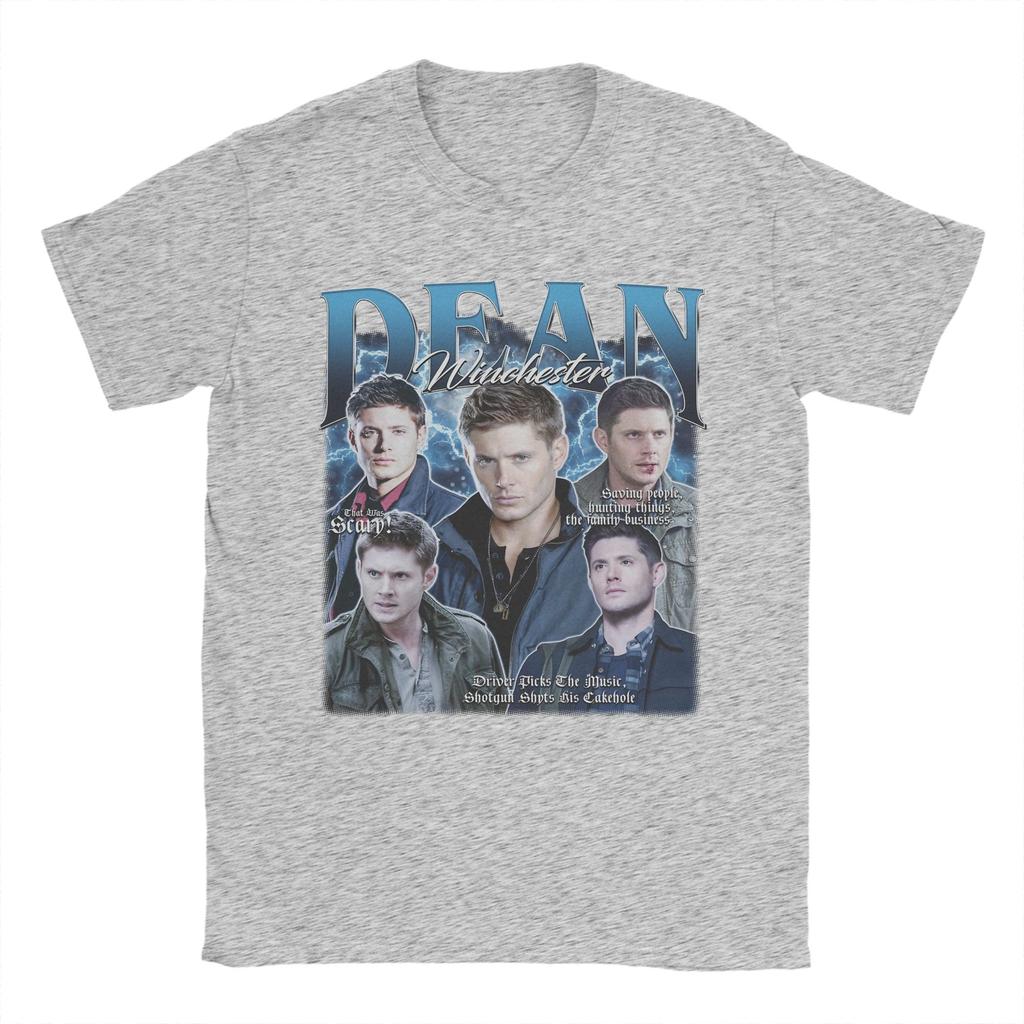 Мужские футболки Dean Winchester Supernatural Хлопковая одежда Повседневные футболки с коротким рукавом и круглым вырезом Идея для подарка Футболка