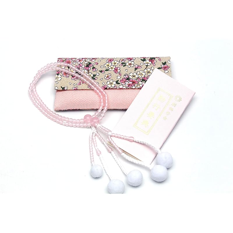 Сделано в Японии Четки для молитвы Сока Гаккай Новый участник представляет набор из 3 предметов Gonggyo для женщин Четки для молитвы держатель розовый фон и молитва с изображением цветущей вишни