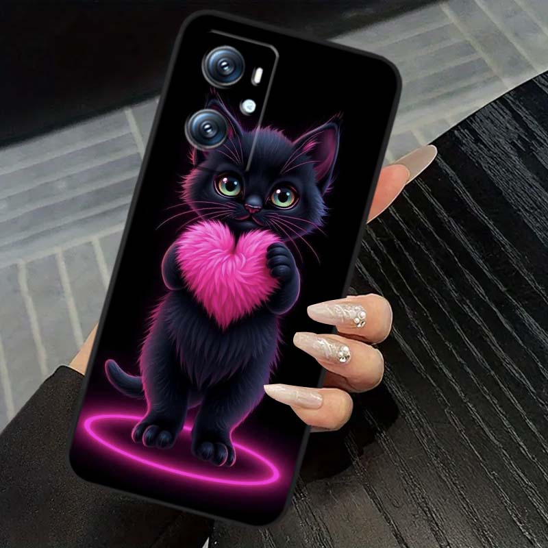 Иллюстрация мультяшного аниме-кота Для OPPO Reno 5 6 7 A96 A40 A58 Realme GT A74 A78 Neo2 A74 A78 Find X5 X3 X7 X8 Черный Чехол для Телефона