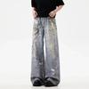 New 3D Chain Printed Baggy Jeans for Men and Women Casual Baggy Straight Denim Pants High Street Wide-leg Y2K Jean