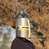 Knight Templar Crusader Helmet Gray Medieval Large Helmet for Roleplay and Cosplay Handmade Helmet