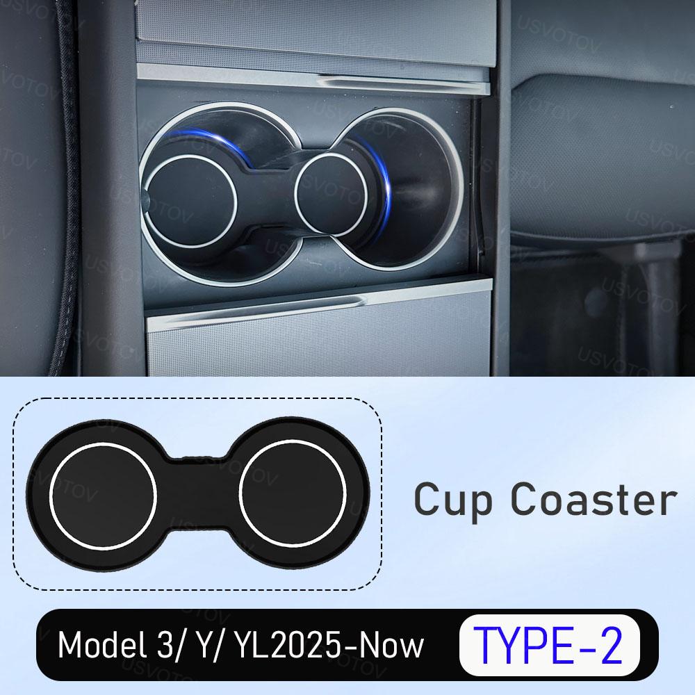 For 2025 2026 Tesla Model Y Juniper Model 3 Model YL Center Console Cup Holder Inserts Cup Coaster Organizer Storage Accessories