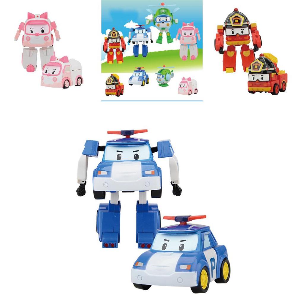Korean Tv Animation's Robocar Poli Ambe Roy Helly Robot Transformer Set For Kids Educational Gifts