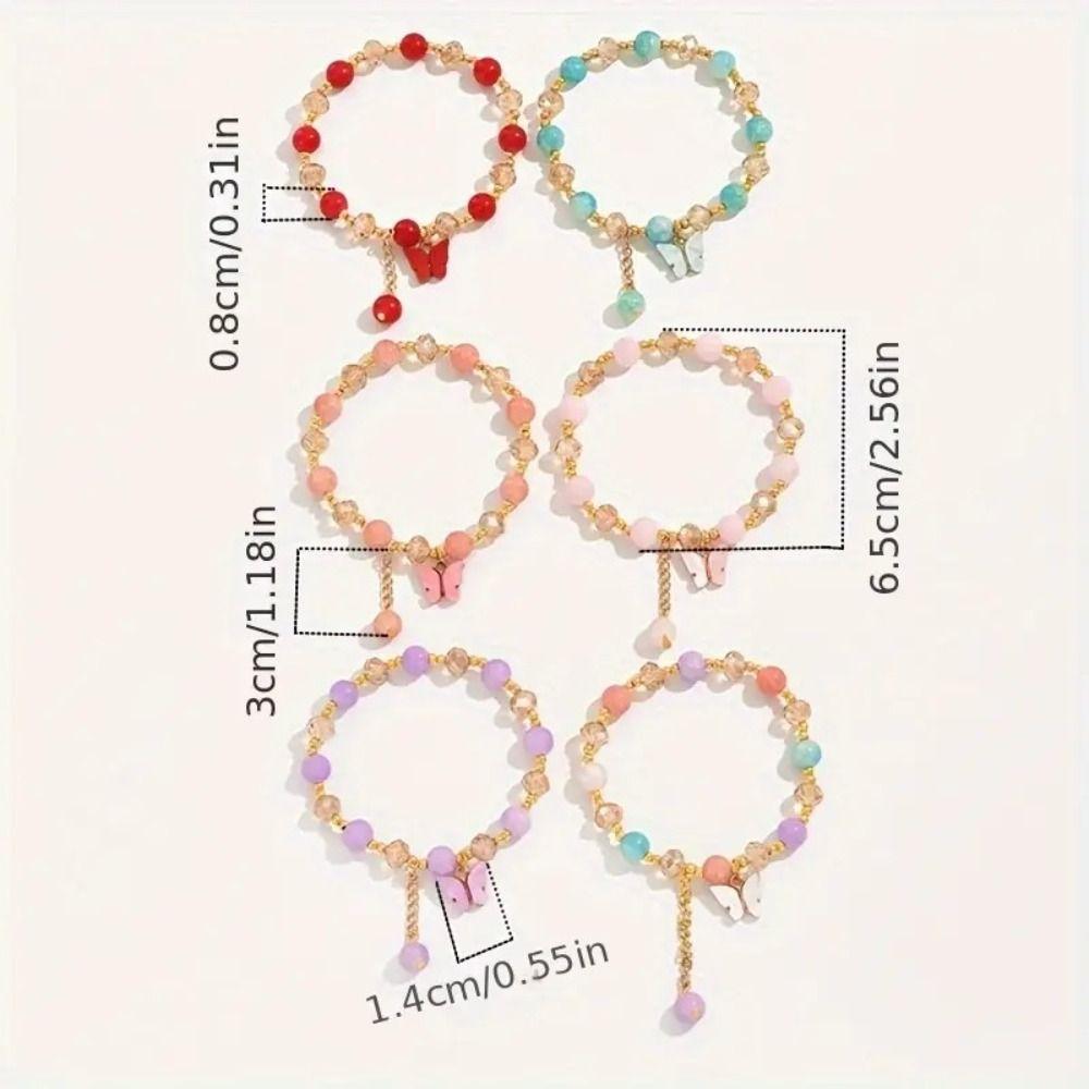 With Butterfly Pendant Glass Beads Bracelet Sweet Women Bangle Korean Style Bracelet  Girls