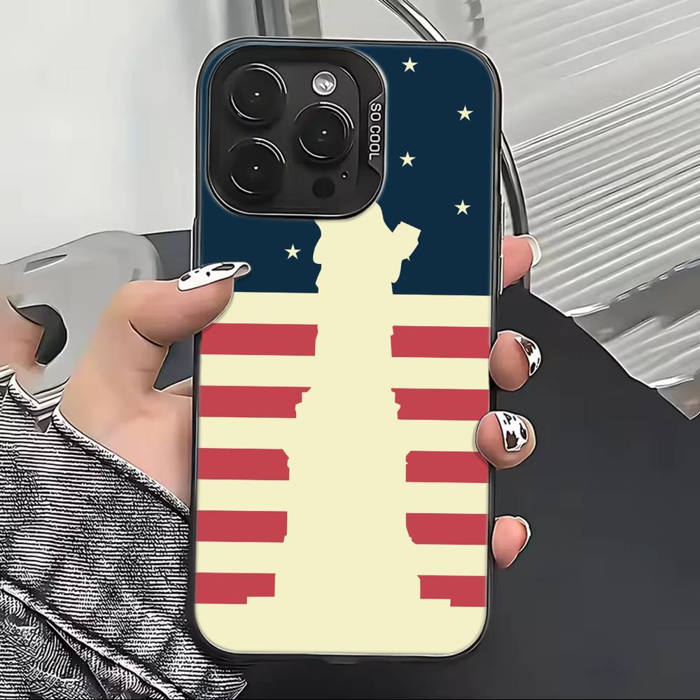 США А-Америка Флаг Чехол для Телефона Для iPhone 17,16,15,14,13,12,11 Plus,Pro Max,XS,Цветной Серебристый Черный Чехол