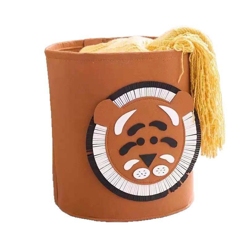 Cute Cartoon Animal Felt Storage Basket Large Capacity Foldable Laundry Hamper for Kids Bedroom Toy Organization