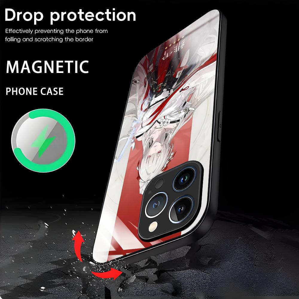 Чехол для телефона Wuthering Waves Hiyuki для iPhone 17 16 15 14 13 12 11 X XR XS 8 Plus Mini Pro Max Стеклянный Магнитный Чехол