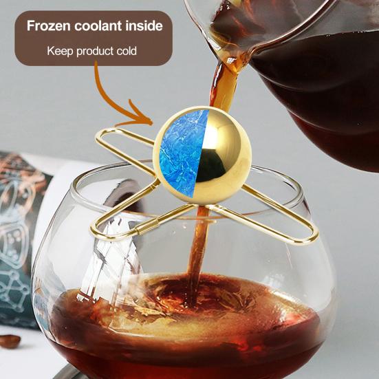 Stainless Steel Coffee Ice Ball for Espresso Reusable Refrigeration Tool with Stand Flavor Enhancer Gadgets