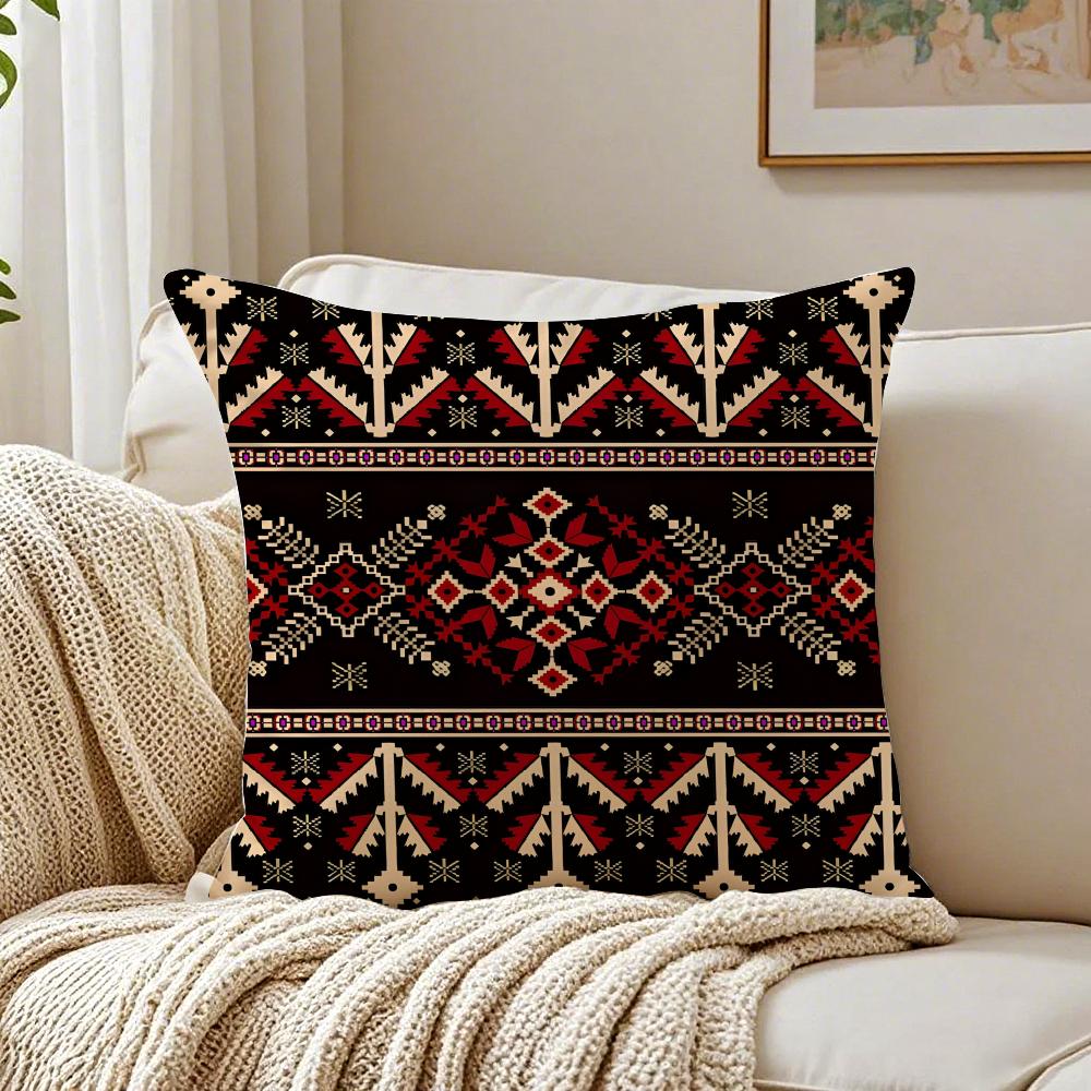 Turkish Kilim Carpet Pillow Case Double-Sided Plush Sofa Cushion Covers Organic Breathable Invisible Zipper
