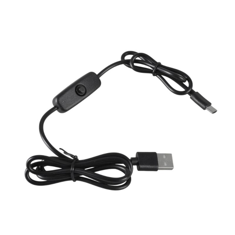 Portable USB to Type C Charging Cable with Power Switching Button Male to Male Connectors Wire Support 5V3A Charging