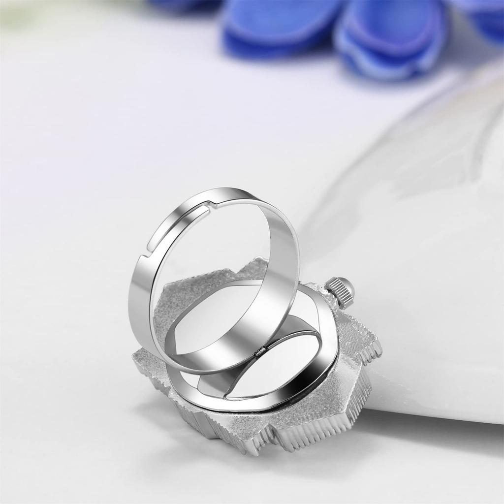 Кольцо-часы бесплатно 3ATM квадратное кольцо кольцо цифровой модный аксессуар женский, размер, водонепроницаемый, часы, часы, аналоговый, милый, серебристый, белый, женский