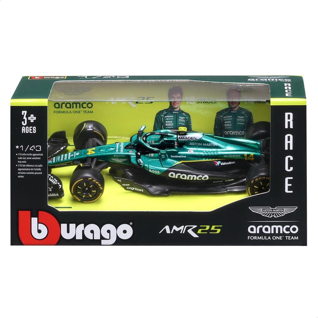 Bburago 2025 Модель 1/43 F1 Aston Martin Aramco Formula One Team AMR25 #14 Фернандо Алонсо / Металлическая модель автомобиля Готовый продукт 18-38250 (# 14)