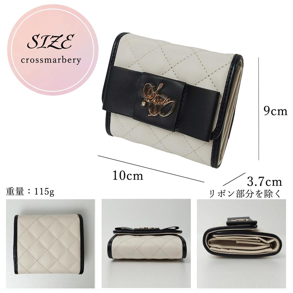 Mini Coin Easy To Take Out Palm Everyday Mass Mine R72 Ivory [Cross Marberry] Wallet, Women's, Ribbon, Cute, Quilted, Tri-fold Wallet, Stylish, Purse,