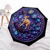 Cyber Cat Glass pattern umbrella, portable and foldable design, 8 ribs, a casual accessory for Halloween, Christmas, and birthday gifts.