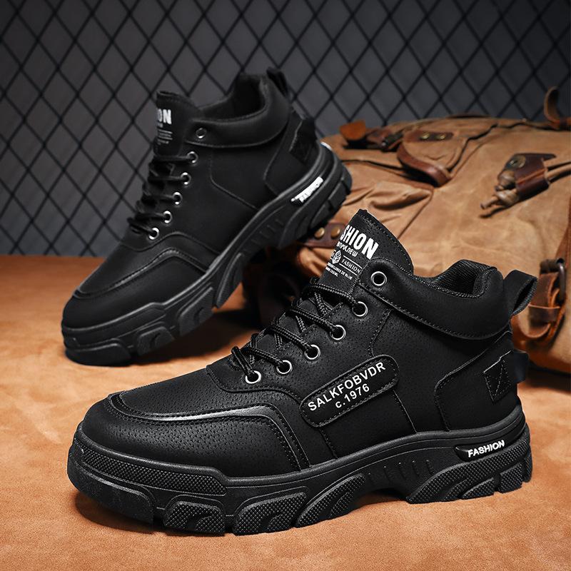 Martin Boots Men's Shoes Winter New Breathable High-top Shoes Men's Retro Platform Casual Short Boots