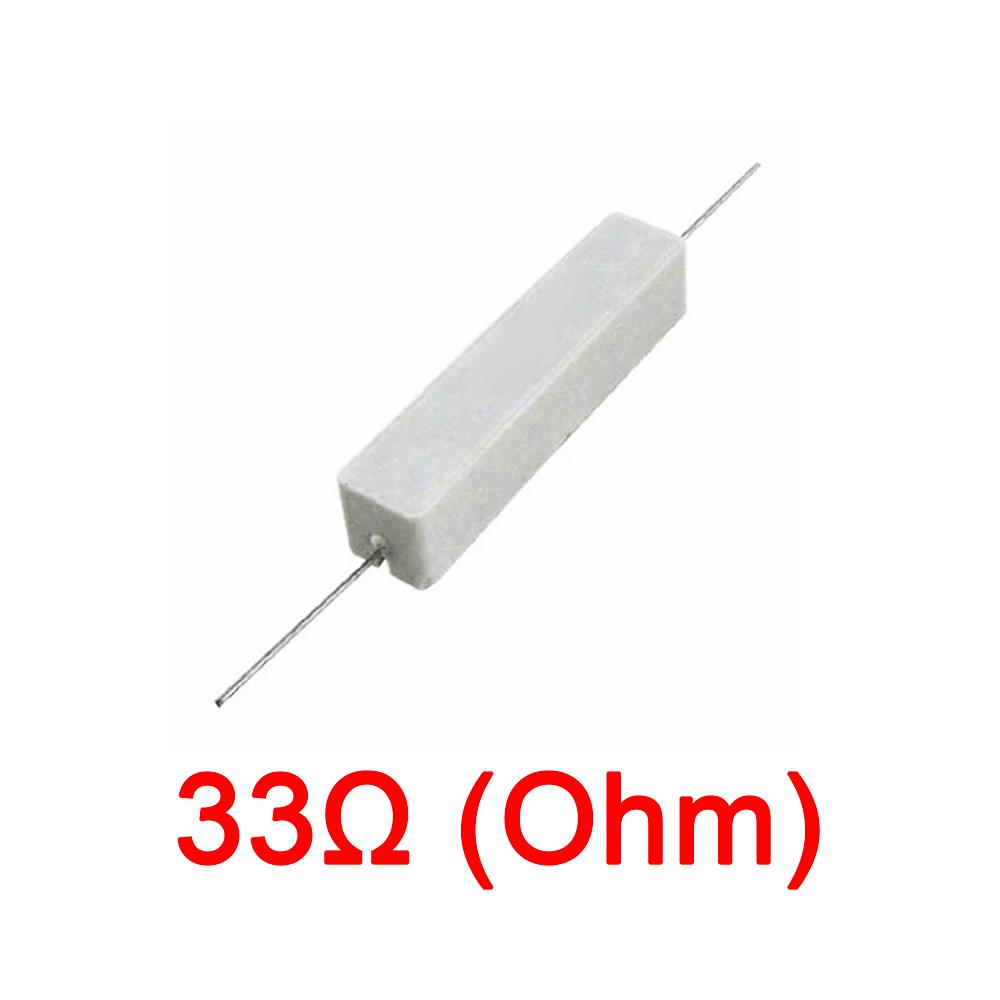 10PCS Wirewound Ceramic Cement Power Resistor Fixed Horizontal 20W Watt 0.1ohm - 100Kohm Vertical Axial Lead Resistance 5% 0.1/0.22/0.47/100/1K R Ohm