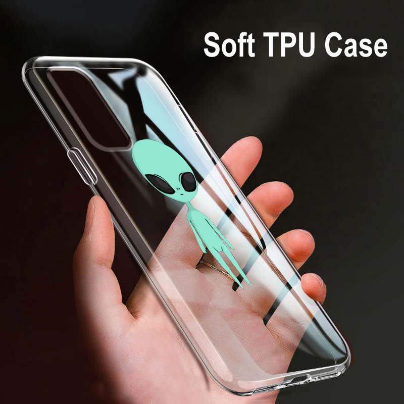 Cartoon Alien Art For OPPO Reno7 SE 6 5 Z F 4G 5G Find X2 X3 Neo Lite Pro Plus Transparent Soft Phone Case Coque