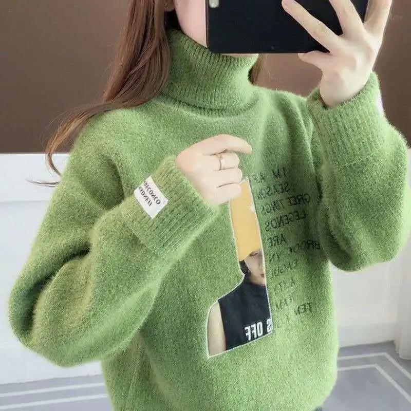 Свитер с высоким воротником, зимний бархат из искусственной норки, синель, пуловер с ленивым ветром, вязаный снизу свитер, мягкий и удобный свитер