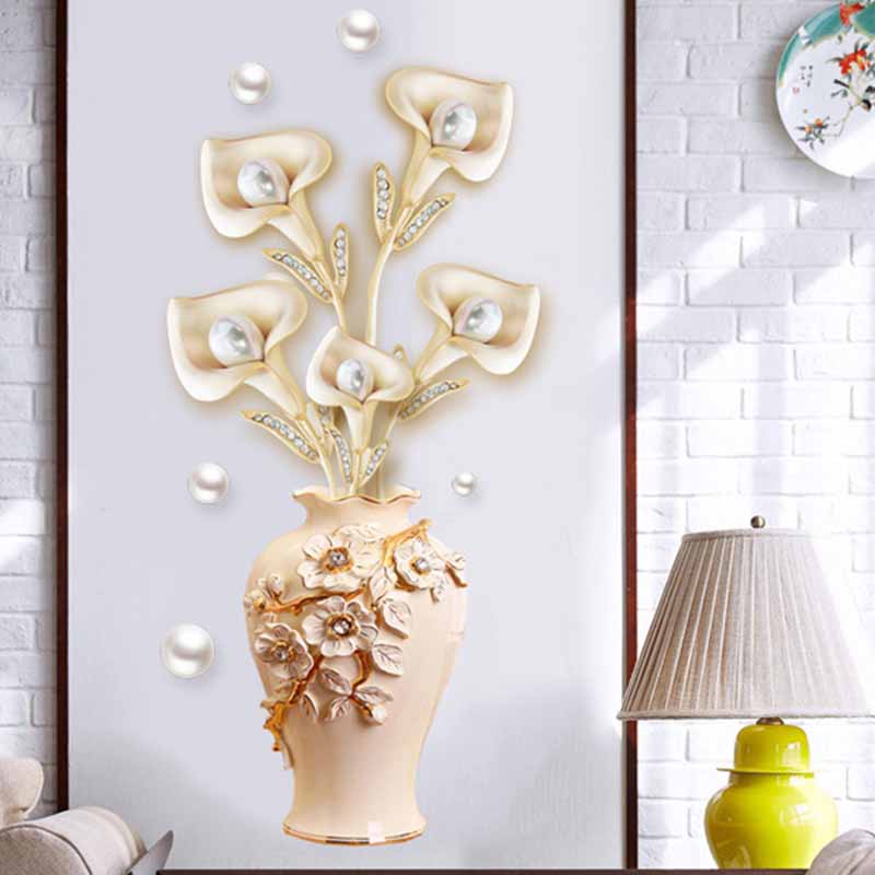 1 шт. DIY 3D ваза ПВХ большие самоклеящиеся наклейки на стену домашний декор гостиная цветок домашний декоративный