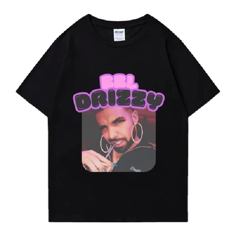 2024 Новая летняя футболка рэпера Дрейка BBL DRIZZY, унисекс, модная, Y2k, с коротким рукавом, для мужчин и женщин, черная, 100% хлопок, топы