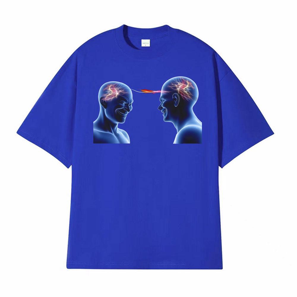 Telepathic Connection Shared Braincell Meme T Shirt Men Women Fashion Classic High Quality Tshirt Oversized Loose Tshirts Tops