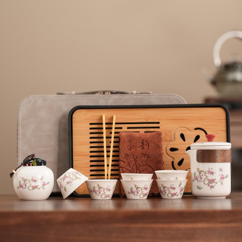 Business festival activities souvenir, national color wisteria flower ancient rhyme pot, kung fu tea set, express cup printing