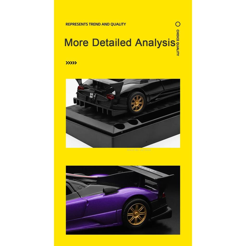 1/31 Pagani Zonda Revolucion Alloy Sports Car Model Toy Metal Diecast Scale Vehicles with Sound Light Collection Toys for Boys