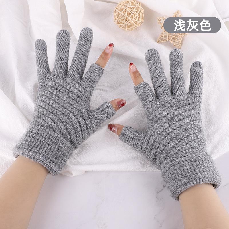 Iwarm love теплые перчатки с двумя пальцами для письма в офисе, мужские и женские, зимние, с двумя открытыми пальцами, вязаные, из имитации кашемира, студенческие перчатки