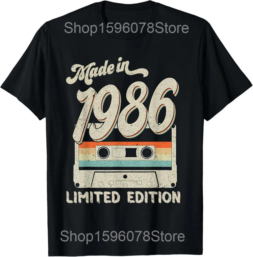 40 Years Old Classic 1986 Vintage Cassette Tape Funny 40th T Shirts Men Streetwear Tee Shirt Short Sleeve Unisex Loose Clothing