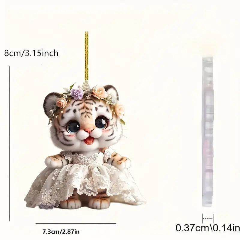 Charming Acrylic Wedding Dress Tiger Pendant For Festive Car Mirror Decoration