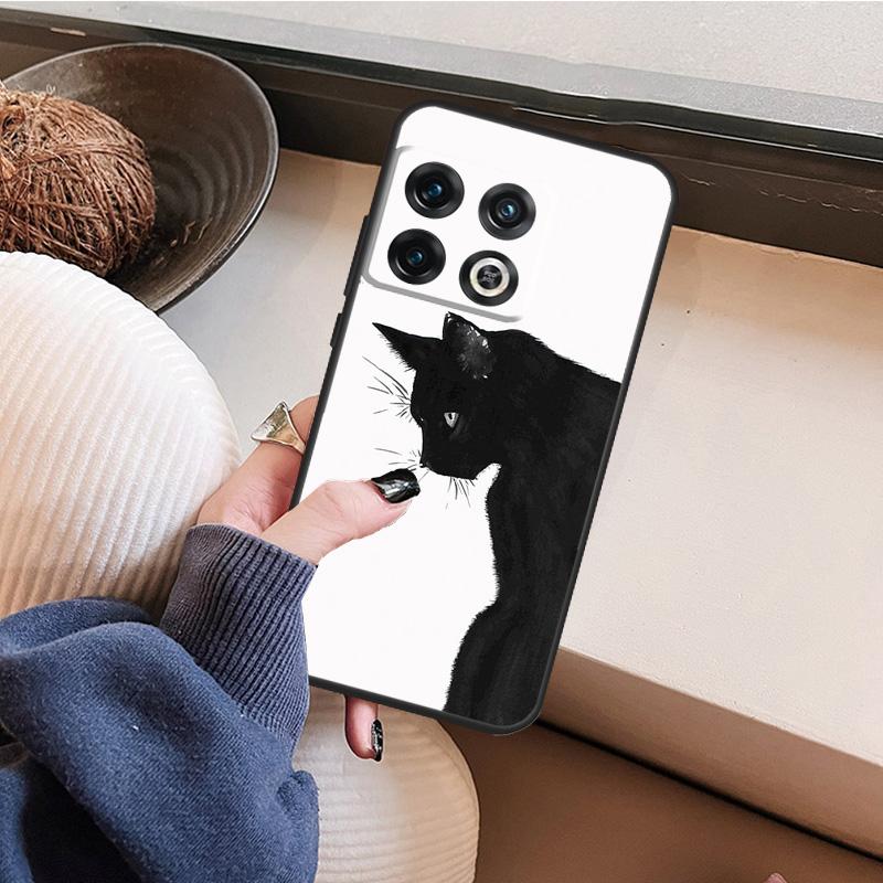 ЧЕРНЫЙ МИЛЫЙ КОТЕНОК Чехол Для OnePlus 10T 10R 8T 12R 13R 13s 13 12 11 9 10 Pro Nord 5 CE 2 3 4 Lite N20 N30 Обложка