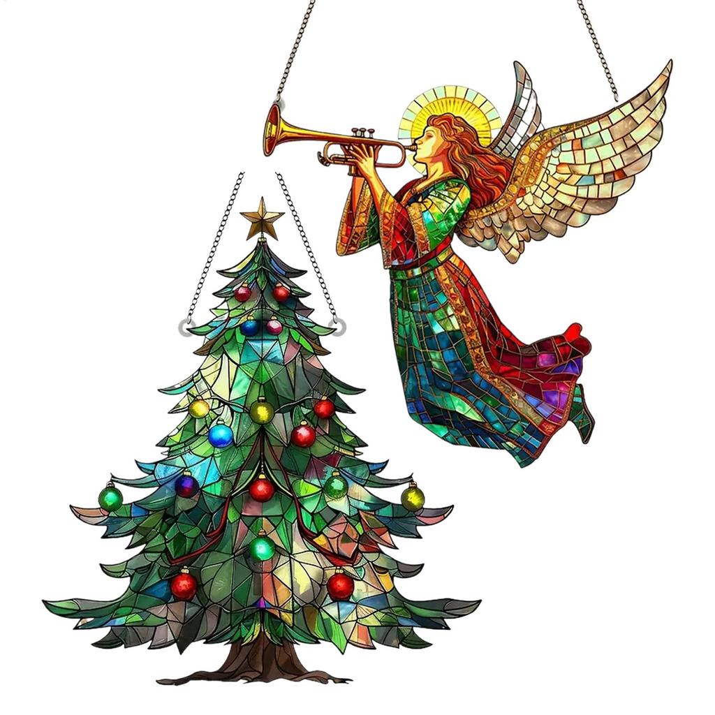 1pcs Christmas Acrylic Sun Catcher Christmas Ornaments Sun Catchers Christmas Sun Catcher Ornaments Acrylic Christmas Tree Sun