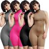 Women's Front Zipper Stretch Bodysuit Sexy Sports Fitness Casual Jumpsuit Solid Color Jumpsuit