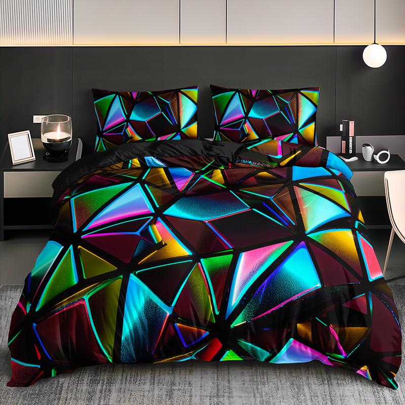 Colorful Geometric Abstract Pattern Duvet Cover Set All-Season Home High-Definition Print Cozy Bedding Stylish Duvet Bedding