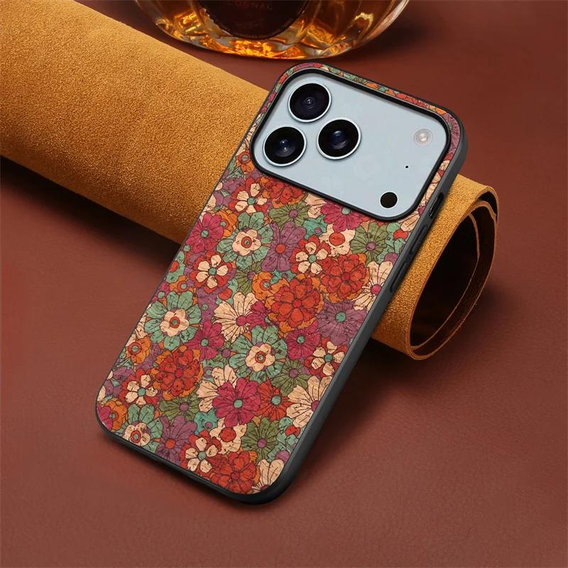Для iPhone 17 Pro Max Роскошный Цветочный Рисунок Кожаный Задний Чехол-Бампер для iPhone 17 17Air 17 Pro Max Ударопрочный Coque