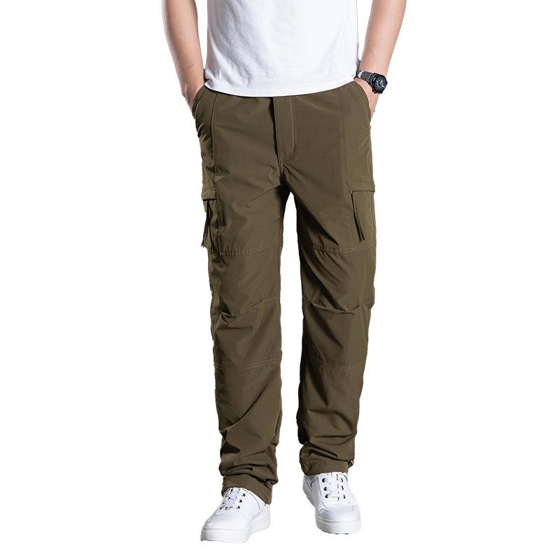 Men's Winter Fleece-Lined Cargo Pants - Warm, Casual, Elastic Waist, Plus Size, Trendy Style