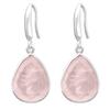 [R1046] - Artisanal Silver Earrings 'Mineralia' Silver Rose Quartz - 18x14 Mm