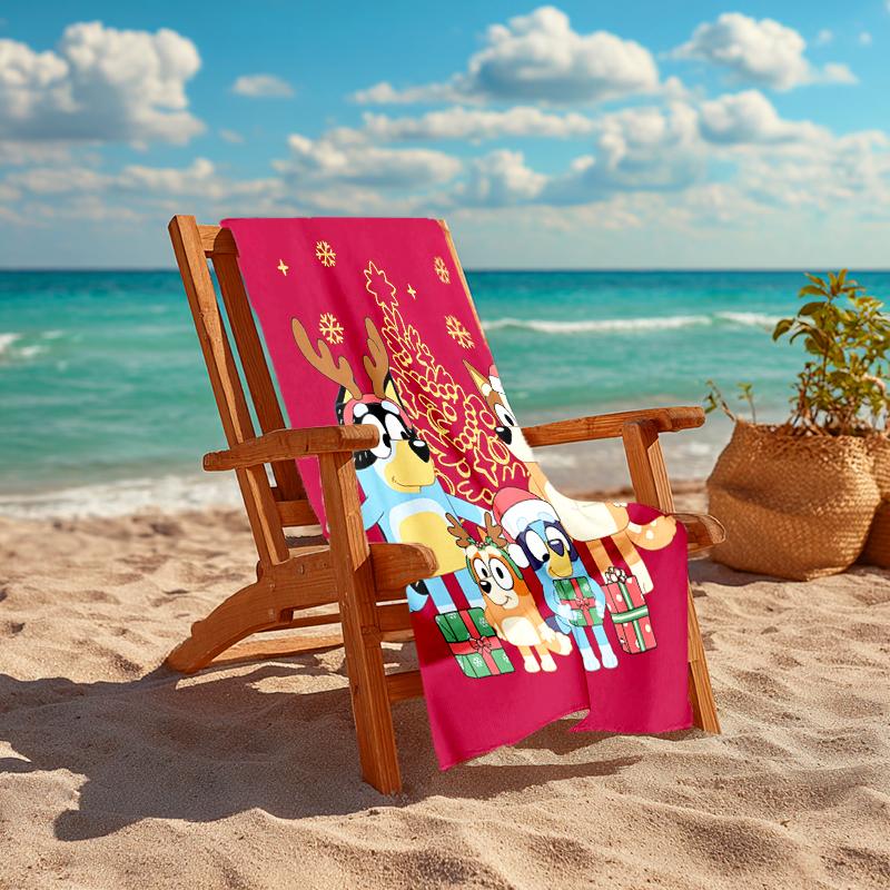1Pc Christmas Friends Beach Towel, Quick Dry, Multi-Use for Beach Pool Gym Yoga Home Travel, Christmas, Halloween, Xmas Gift S67